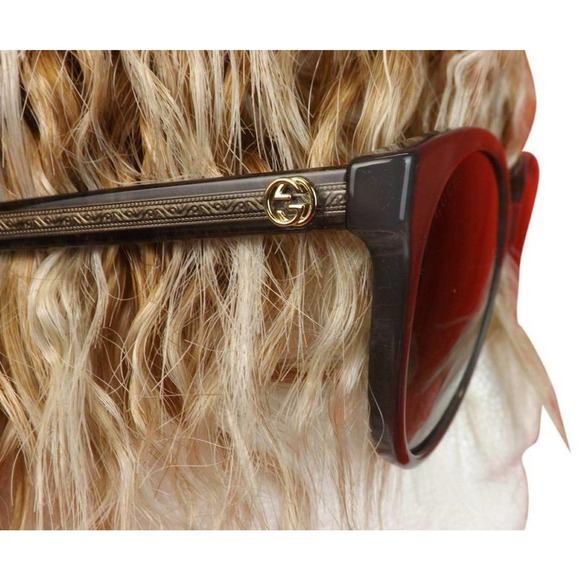 GUCCI PEARL GRAY GOLD GG 3833/F/S R4IHA ROUND CAT EYE 434093 SUNGLASSES ITALY